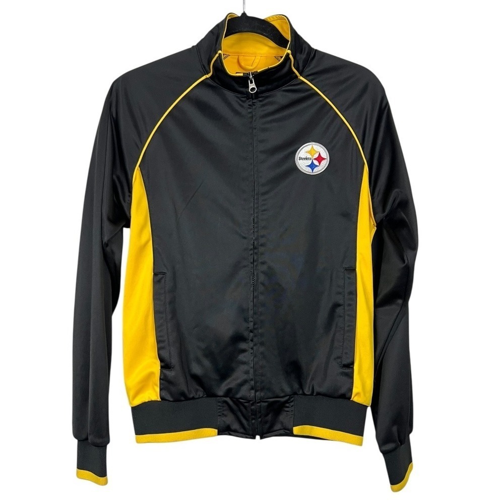 NFL Team Apparel Womens Pittsburgh Steelers Track Jacket Black/Gold Sz. Medium